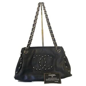 Chanel Black Studded Shoulder Bag